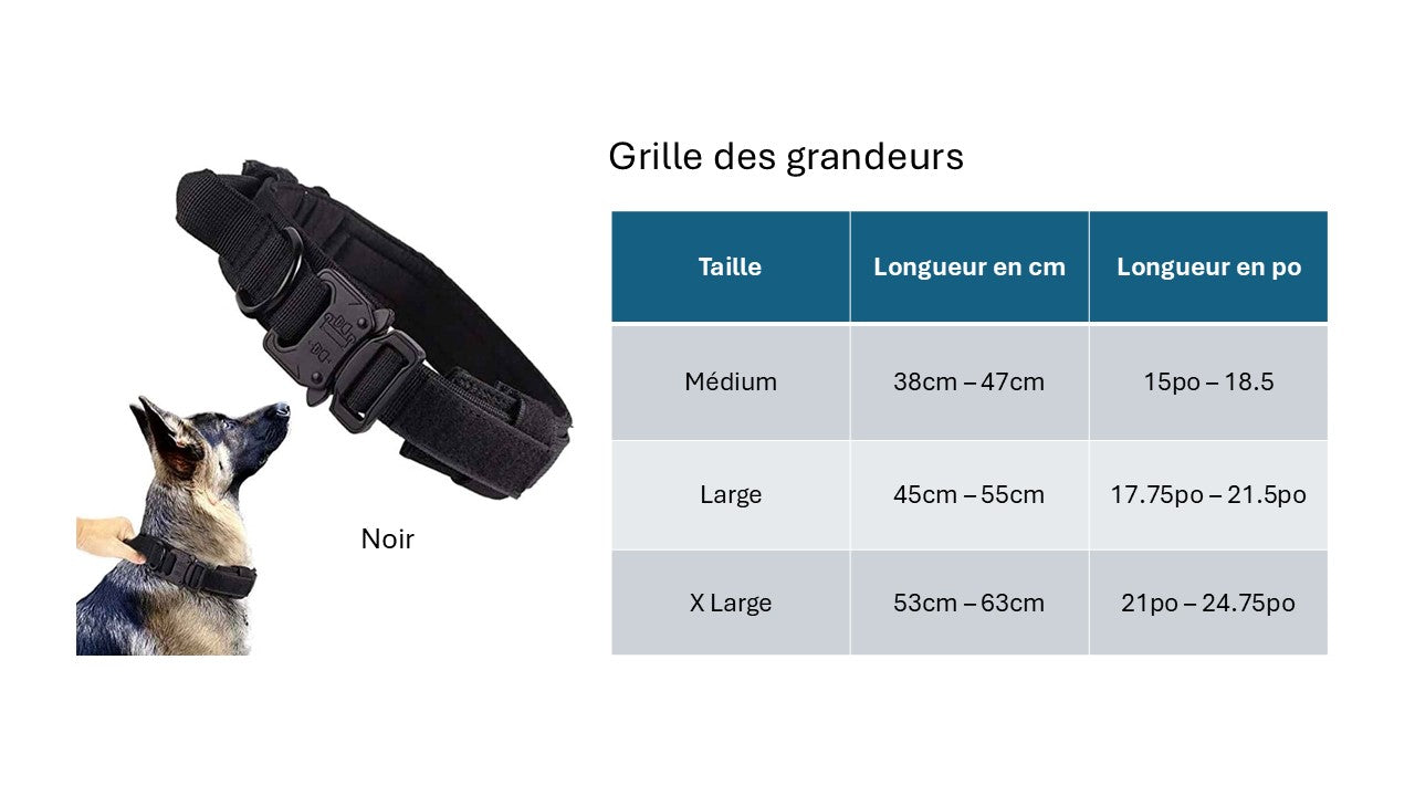 Collier chien grille grandeur noir