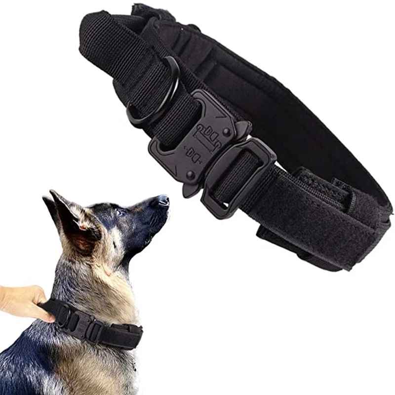 collier chien tactique militaire poigné solide noir