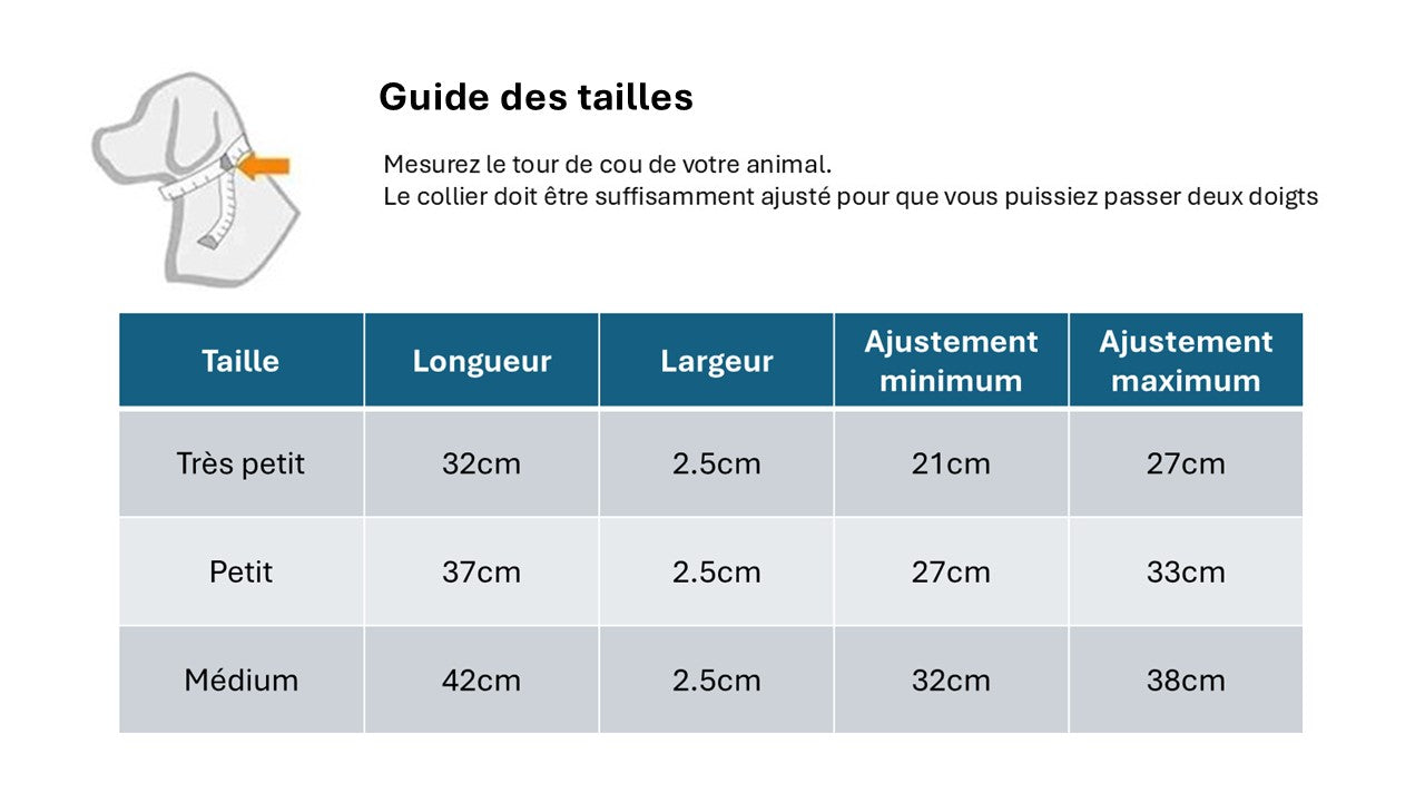 collier pour chien Guide taille tres petit medium