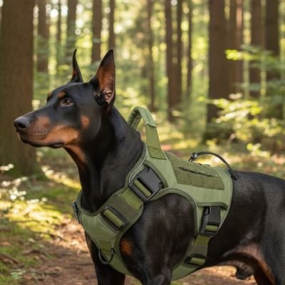 Harnais chien ajuste tactique kaki sécuritaire confort
