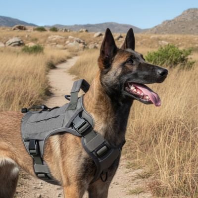 Harnais chien gris tactique confort sécuritaire