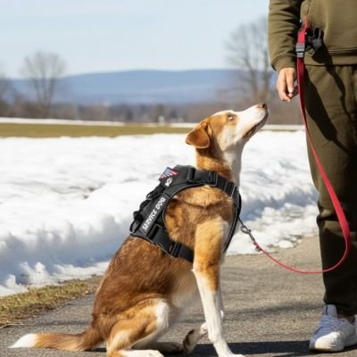 Harnais chien noir anti-tension dressage sécuritaire
