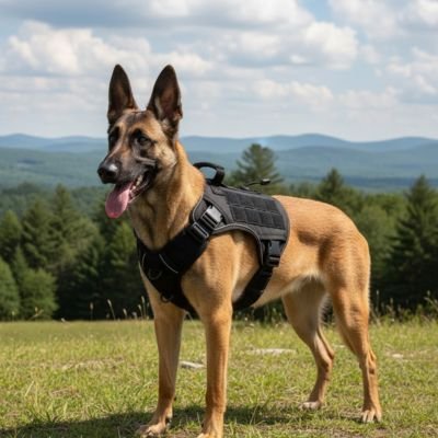 Harnais chien noir tactique ajusté confort
