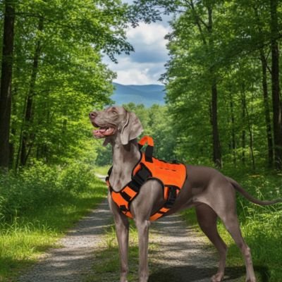 Harnais chien orange noir confort sécuritaire