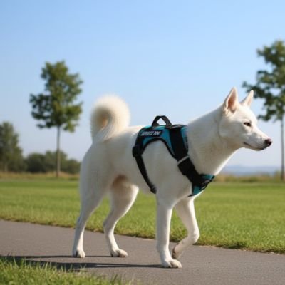 Harnais chien vert confortable ajustable sécuritaire