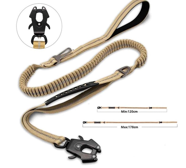 laisse anti traction mecanisme securitaire beige