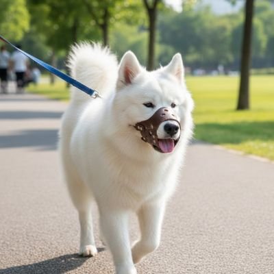Muselière pour chien​ cuir brun café solide ajustable