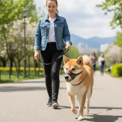 Muselière pour chien​ cuir café confort sécurité