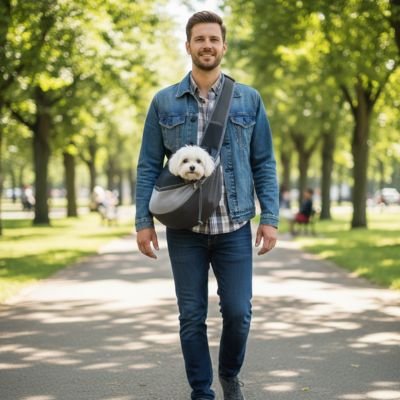 Sac de transport pour chien gris noir confort secure