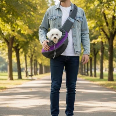 Sac de transport pour chien violet leger confort secure