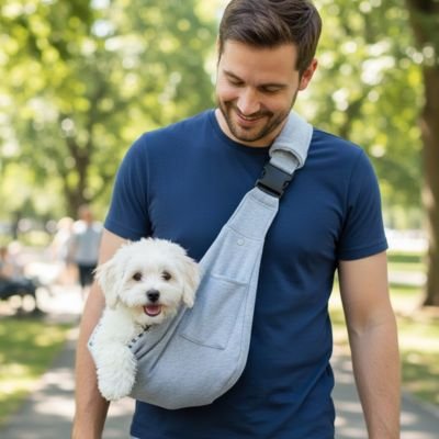 Sac transport pour chien gris tissus double léger voyage