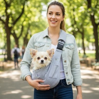 Sac transport pour chien gris voyage léger confortable