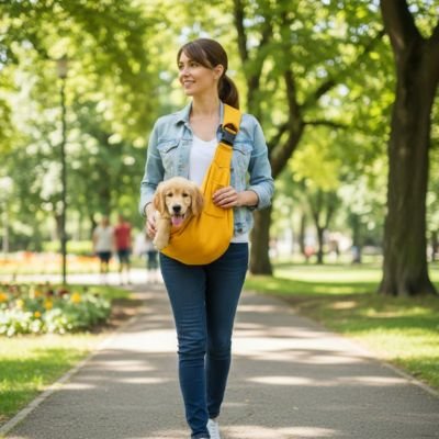 Sac transport pour chien jaune confort secure tissus