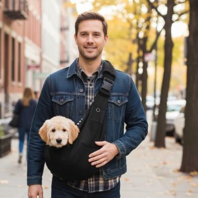 Sac transport pour chien petit tissus noir double